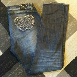 Apple Bottoms skinny jeans gold cutouts size 13 14